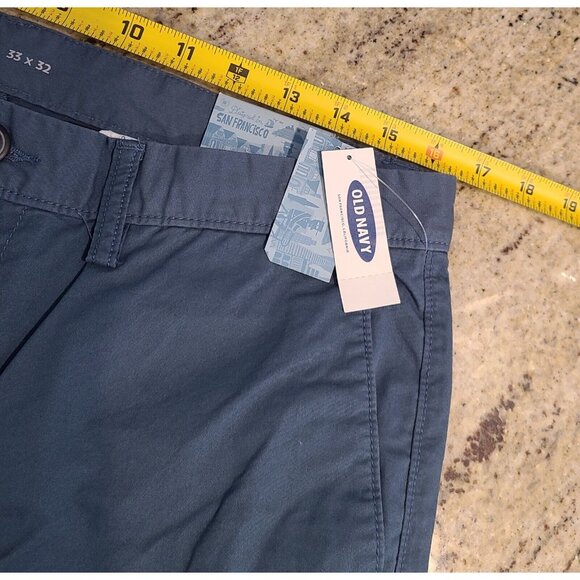New! Old Navy Pants Men 33x32  Lightweight Khakis Preppy Bodies of Water Blue - Picture 3 of 13
